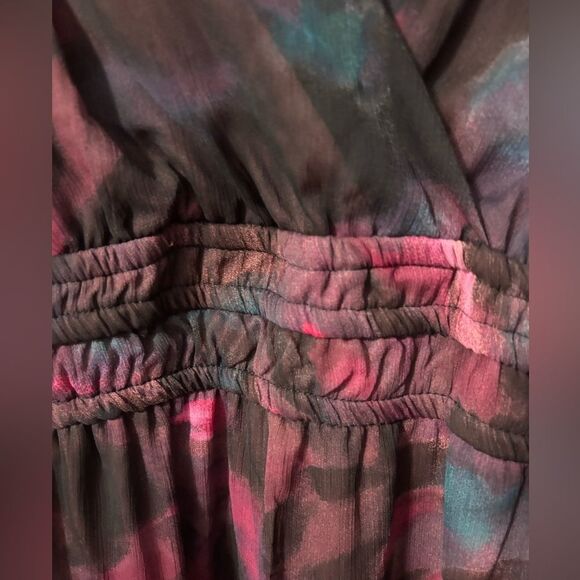 Sofia Vergara Empire Maxi Dress Plus Size XXLPlum Floral w/POCKETS Fully Lined - Picture 3 of 10